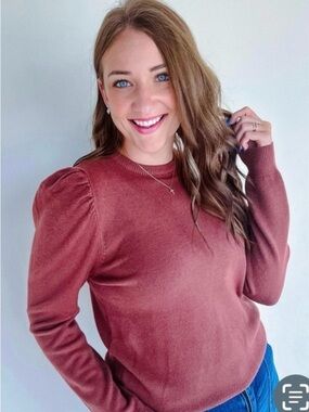 S JODIFL Women's Burnt Orange/Rust Puff Sleeve Top NWOT